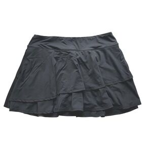 Lands End Black Athletic Skort Womens L 14/16 Built In Shorts Tennis Golf Ruffle
